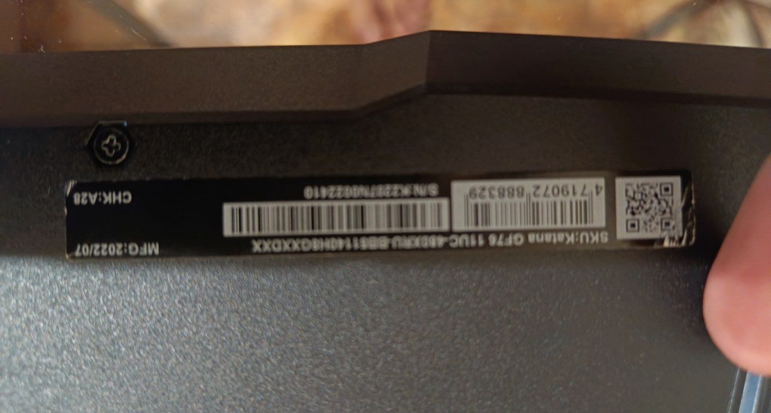 Katana GF76 11UC-480XRU бесконечная перезагрузка , Фотоотчёт по заказу №00000154